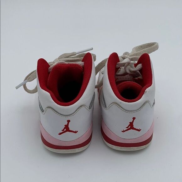 Jordan Kids White and Red Sneakers high top lace up shoes size 7 - Picture 5 of 11
